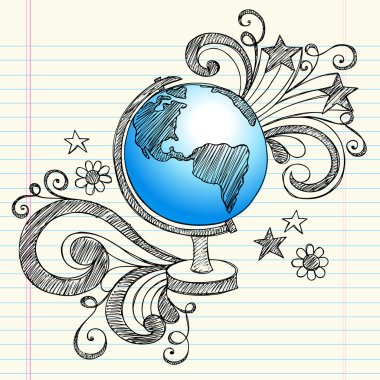 Geography Classroom Globe Planet Sketchy Doodle Vector clipart