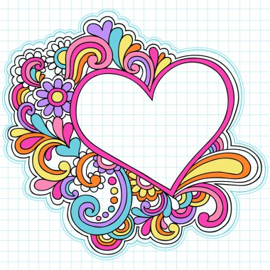 Heart Frame Border Psychedelic Notebook Doodles clipart