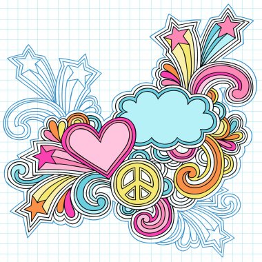 Peace Sign Love Psychedelic Notebook Doodles clipart