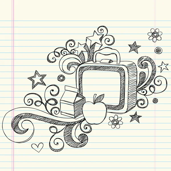 Zpátky do školy lunchbox doodle — Stockový vektor