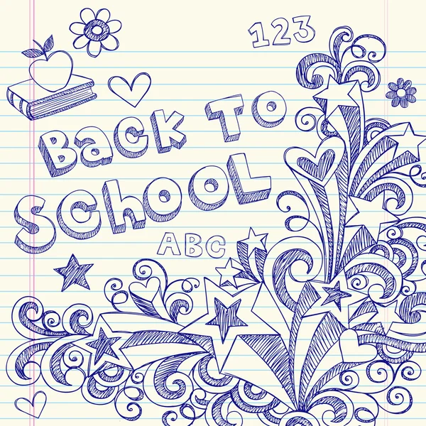 Tillbaka till skolan doodles notebook — Stock vektor