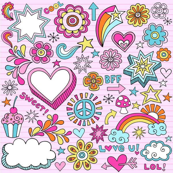 Volver a la escuela Cuaderno Doodle Art Vector Illustration — Vector de stock