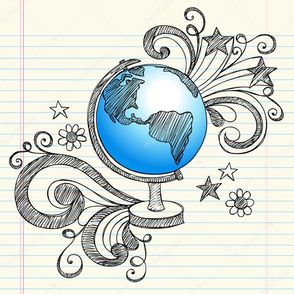 Geography Classroom Globe Planet Sketchy Doodle Vector