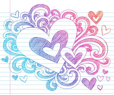 Valentine's Day Hearts Sketchy Doodles Love Vector clipart