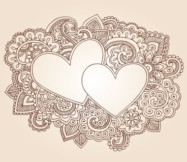 Valentine's Day Henna Hearts Love Doodles Vector clipart