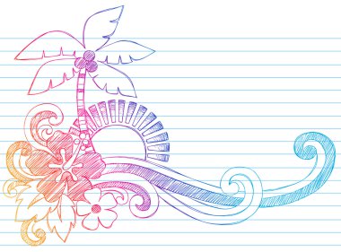 Summer Vacation Tropical Beach Sketchy Doodles clipart