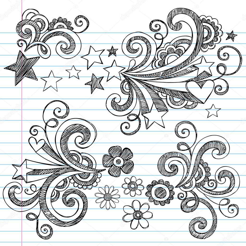 Back to School Sketchy Doodle Vector Design Elements