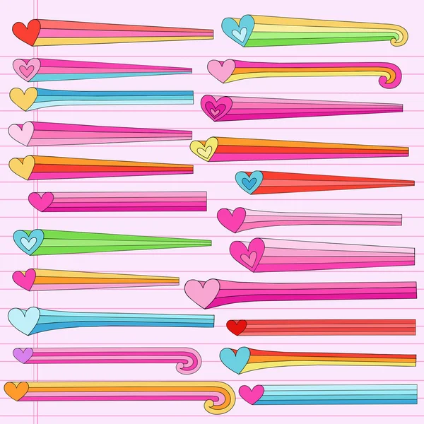 Valentine love hjärtan notebook doodles vektor illustration — Stock vektor