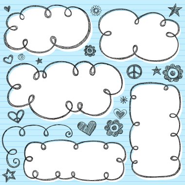Cloud Frames Swirly Sketchy Vector Doodles Design Elements clipart