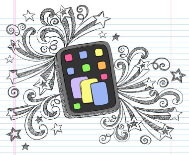 Tablet Computer Sketchy Notebook Doodles Vector clipart