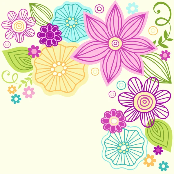 Şirin renkli çiçek vektör çizim doodles — Stok Vektör