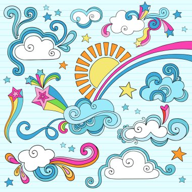 Psychedelic Groovy Clouds Sky Notebook Doodles clipart