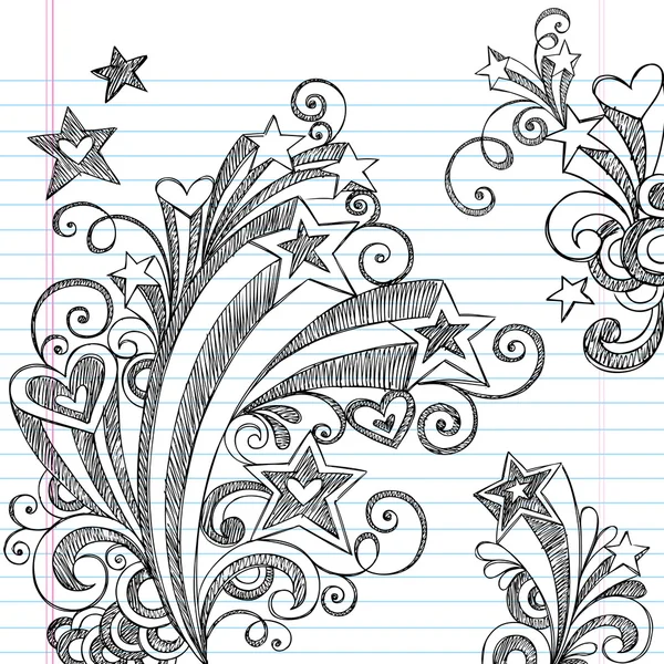 Starburst Back to School Sketchy Doodle Vector Set — Stock Vector
