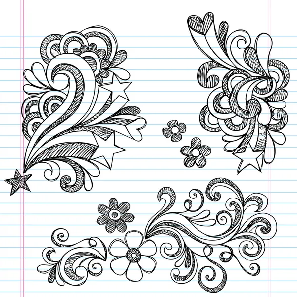 Volver a la escuela Elementos de diseño vectorial de Doodle incompletos — Vector de stock