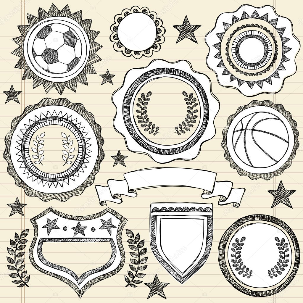 Sketchy Sports Emblem Badges Doodle