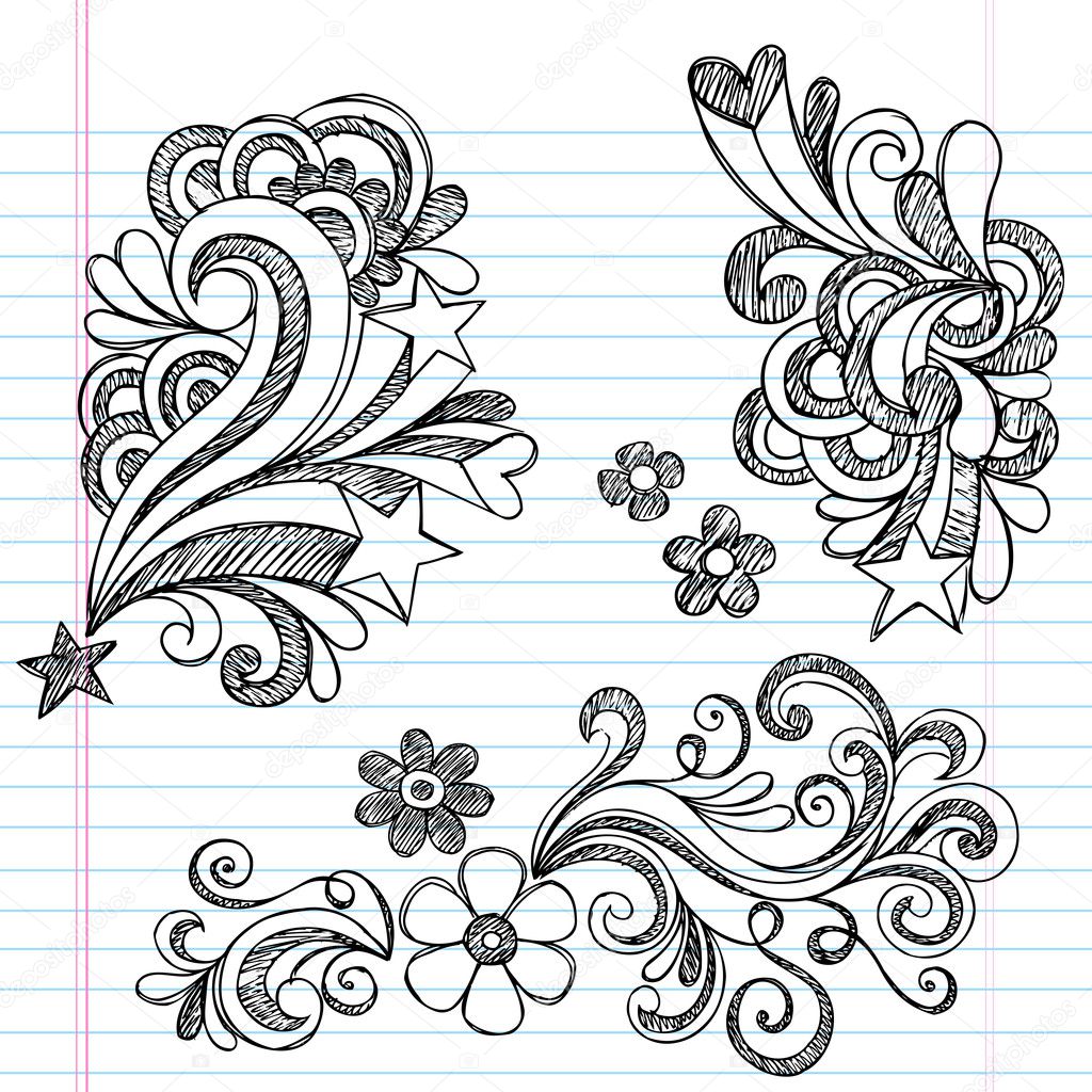 Back to School Sketchy Doodle Vector Design Elements