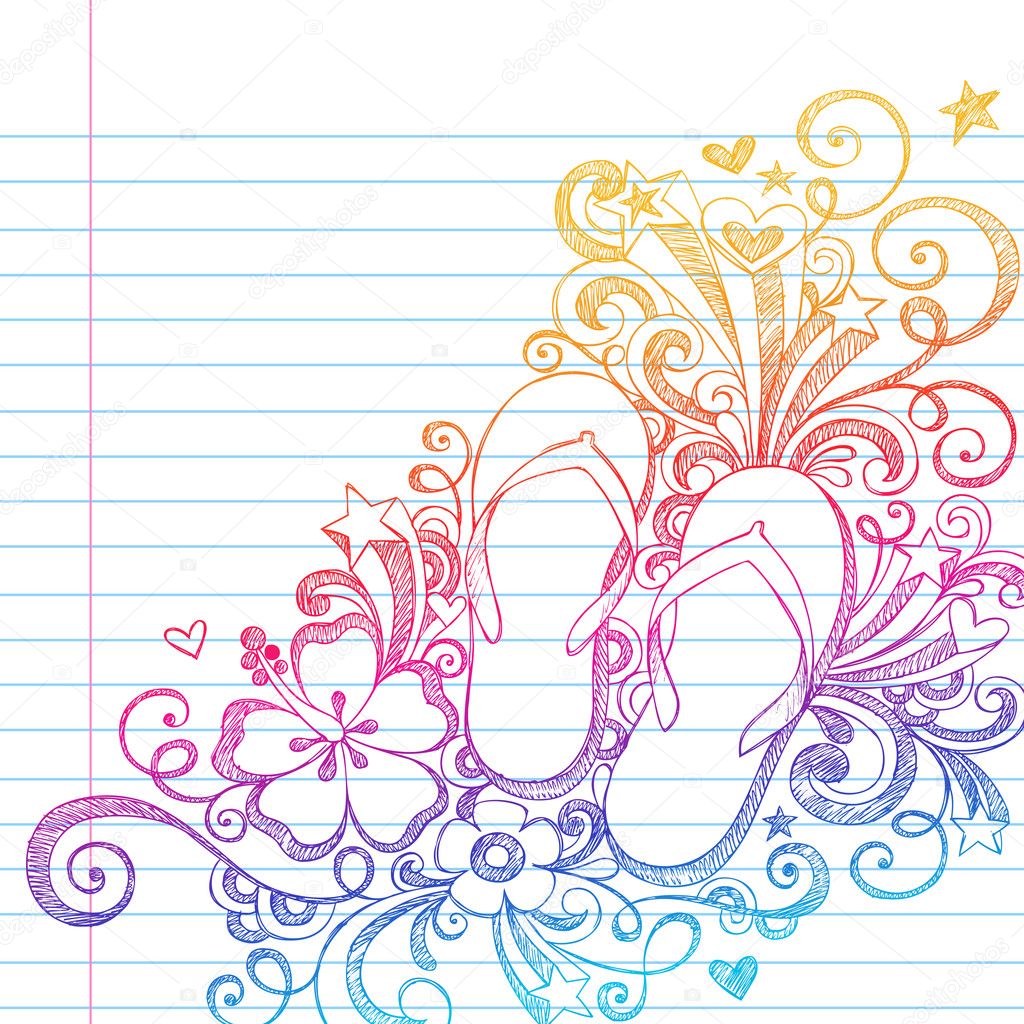 Sketchy Flip Flops Beach Doodle Vector