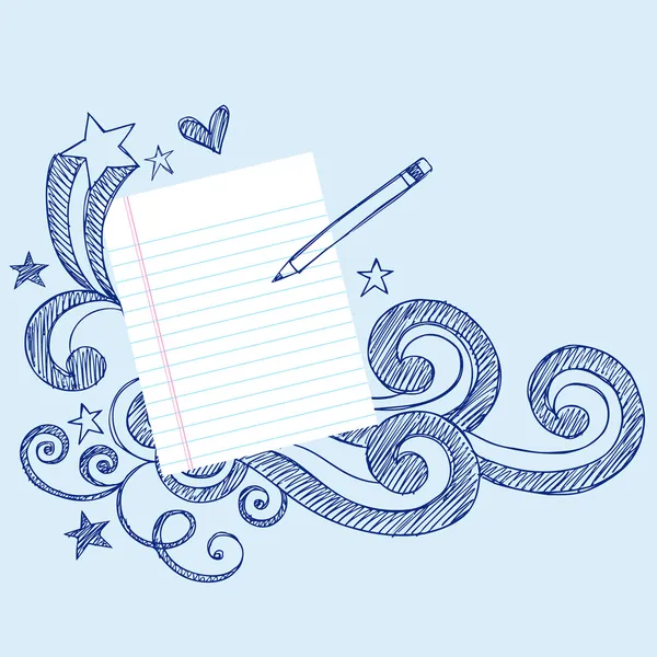 Skissartad skolan arbete penna och papper doodle vektor — Stock vektor