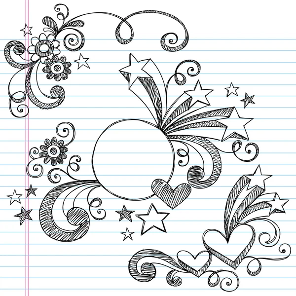 Okula geri yarım yamalak vektör çerçeve doodle — Stok Vektör
