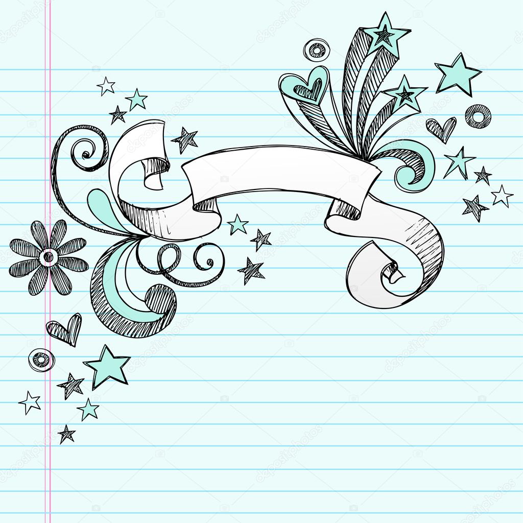 Back to School Scroll Ribbon Doodle Vector Design