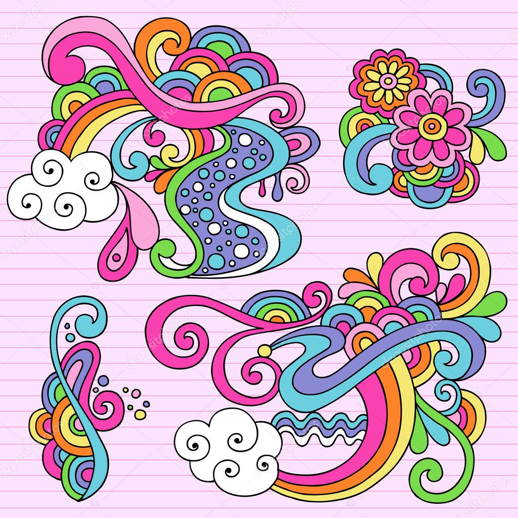 Abstract Psychedelic Doodles Vector