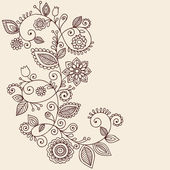 Henna tetoválás Paisley virágok és a szőlőn Doodles vektor