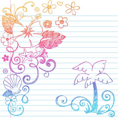 Hibiscus Sketchy Summer Hawaiian Doodles clipart