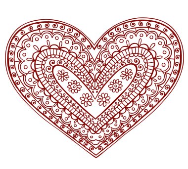 Henna Heart Doodles Vector Design Elements clipart