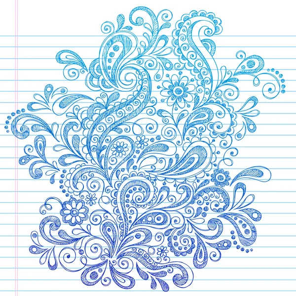 Volver a la escuela Paisley Sketchy Doodle Vector — Vector de stock