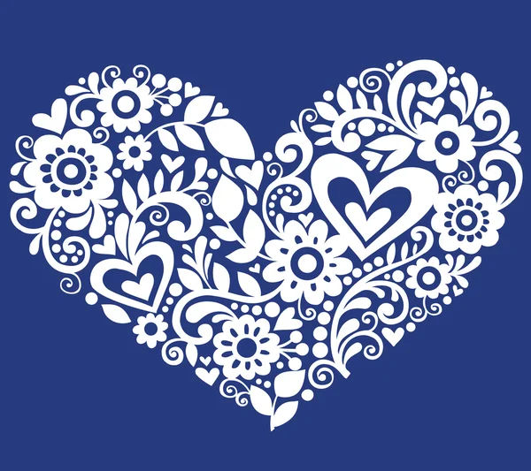 Çiçek ve üzüm Sevgililer kalp siluet vektör — Stok Vektör