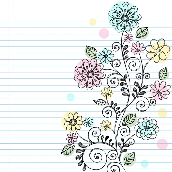Skizzenhafte Doodle Reben und Blumen — Stockvektor