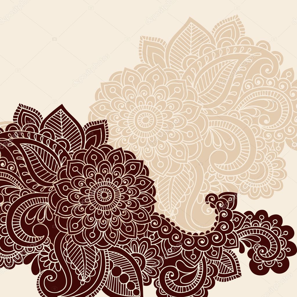 Henna Mehndi Tattoo Doodles Vector Design Elements