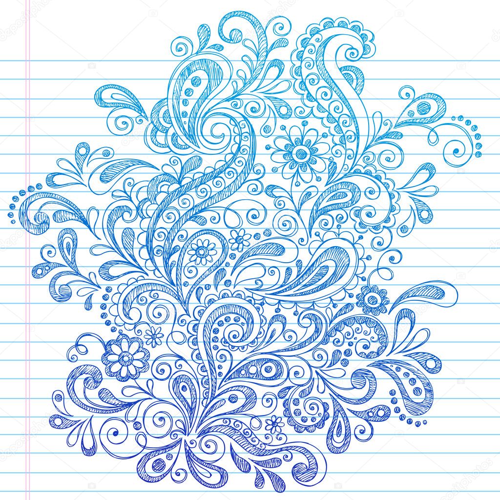 Back to School Paisley Sketchy Doodle Vector