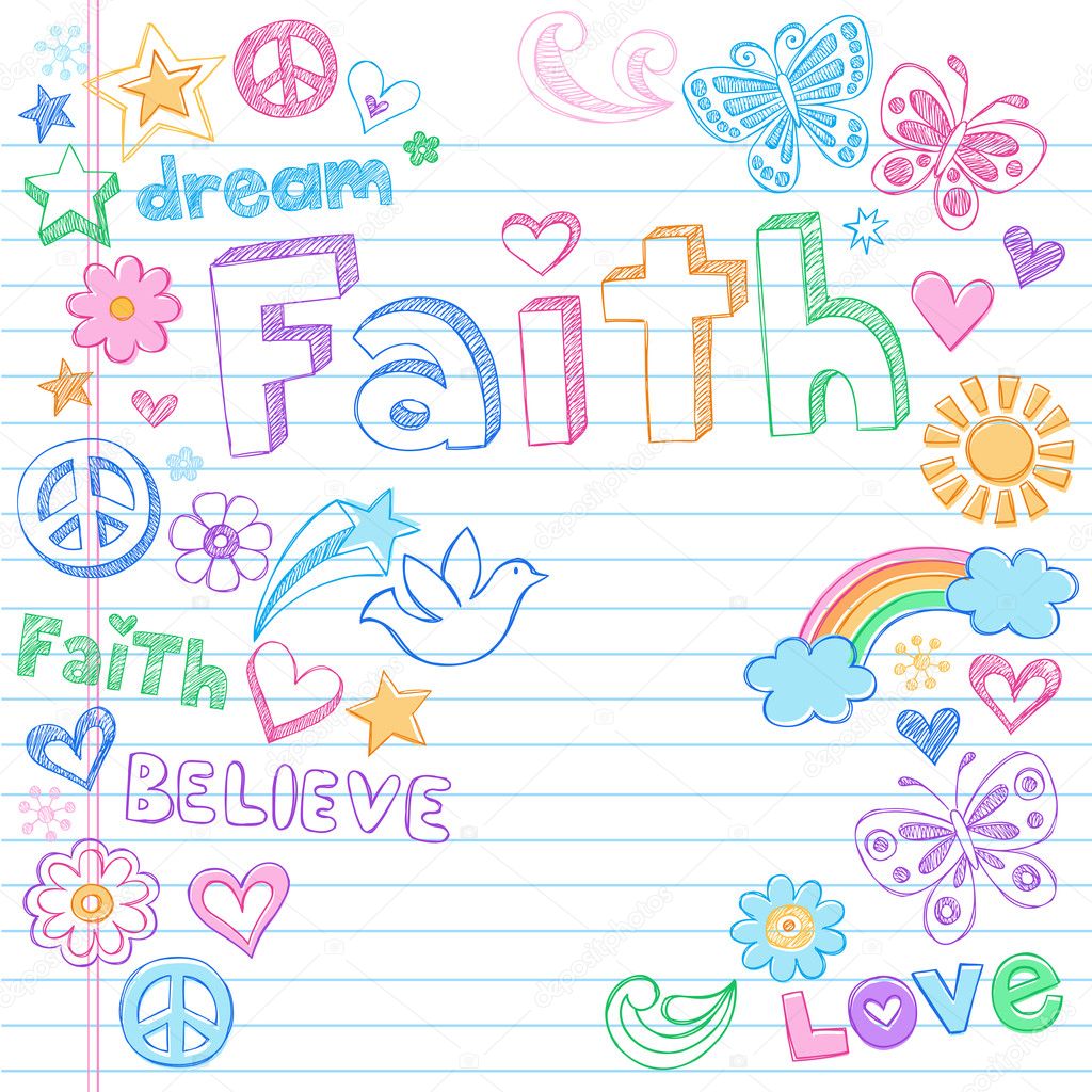 Faith Peace Dove Sketchy Doodles Vector