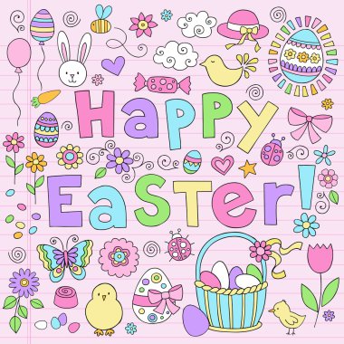 Easter Bunny Spring Notebook Doodles Vector Design clipart