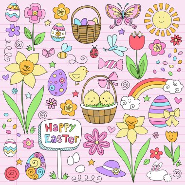 Easter Spring Notebook Doodles Vector Design clipart