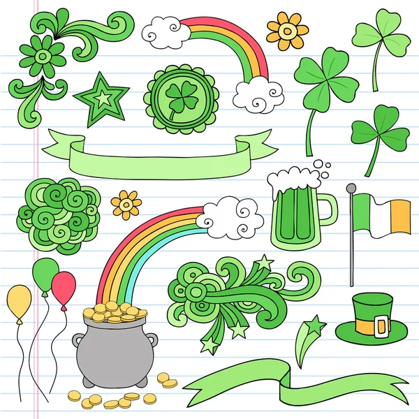 St Patrick;s Day Icon Set Vector Design Elements — Stock Vector
