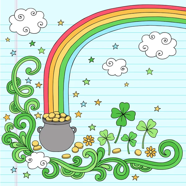 Pot of Gold at the End of the Rainbow Vector Design — Stock Vector