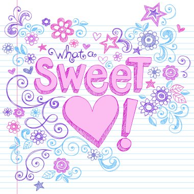 Hand-Drawn Sweetheart Letting and Flowers Sketchy Notebook Doodles clipart