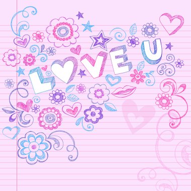 Hand-Drawn Love You! clipart