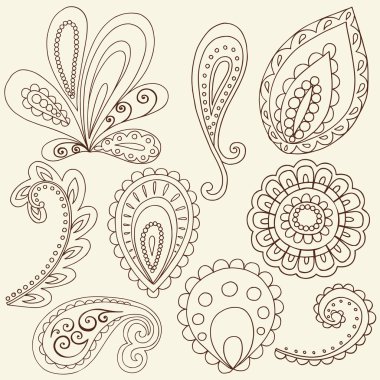 Hand-Drawn Abstract Henna Paisley Vector Illustration Doodle clipart