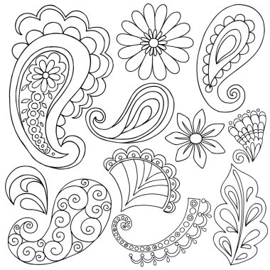 Hand-Drawn Abstract Henna Paisley Vector Illustration Doodle clipart