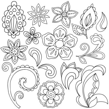 Hand-Drawn Abstract Henna Paisley Vector Illustration Doodle clipart