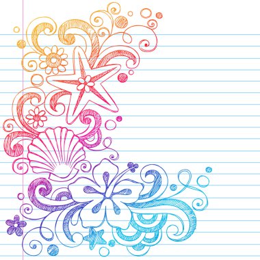 Sketchy Summer Tropical Hibiscus Flower Doodle Vector clipart