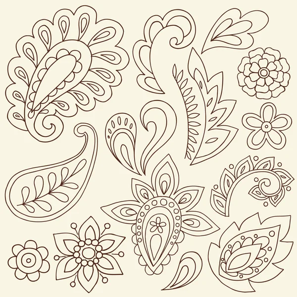 Dibujado a mano abstracto Henna Paisley Vector Ilustración Doodle — Archivo Imágenes Vectoriales