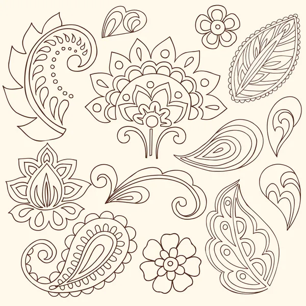 Hand-Drawn Abstract Henna Paisley Vector Illustration Doodle — Stock Vector