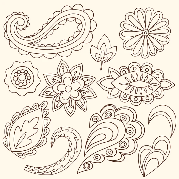 Handritade abstrakt henna paisley vektor illustration doodle — Stock vektor