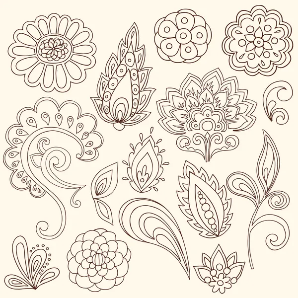 Dibujado a mano abstracto Henna Paisley Vector Ilustración Doodle — Archivo Imágenes Vectoriales
