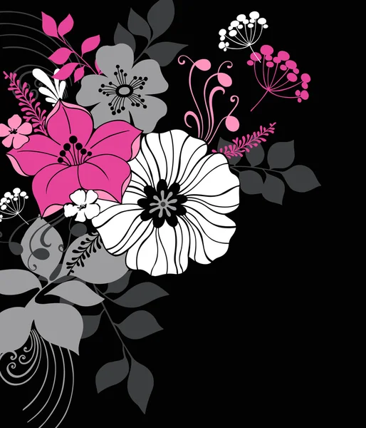 Kézzel rajzolt virágos & pillangó tervezés — Stock Vector