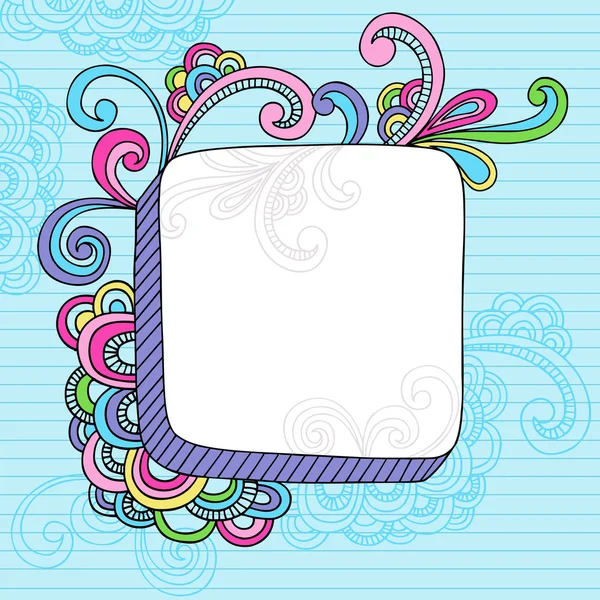 Hand-Drawn Psychedelic Groovy Notebook Doodle Decorative Rectangle Frame — Stock Vector
